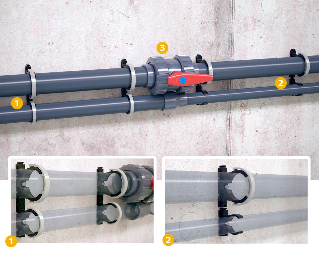 What is the recommended distance between zaspin mecanic pipe clips?