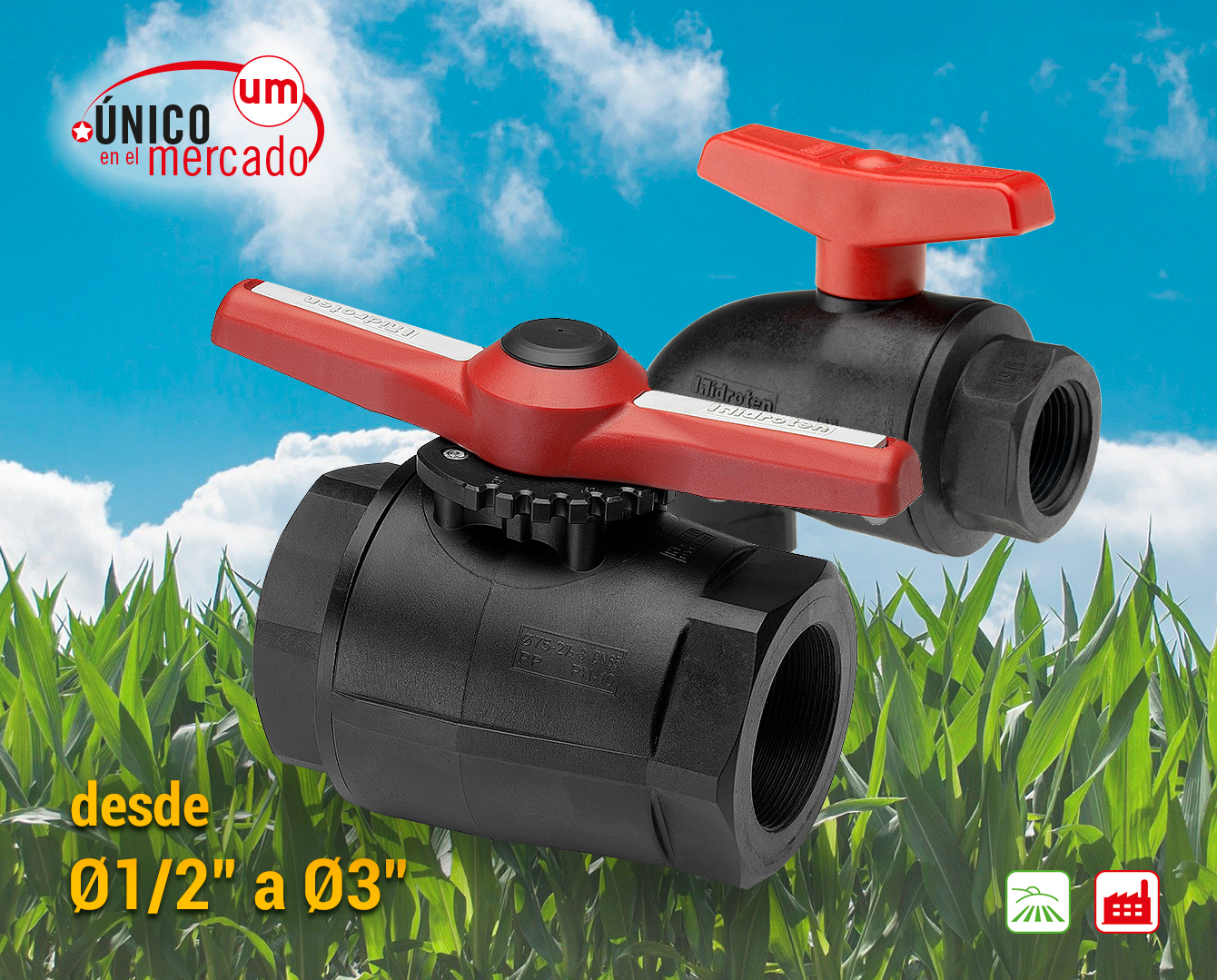 "compact" ball valve, recommended for agriculture