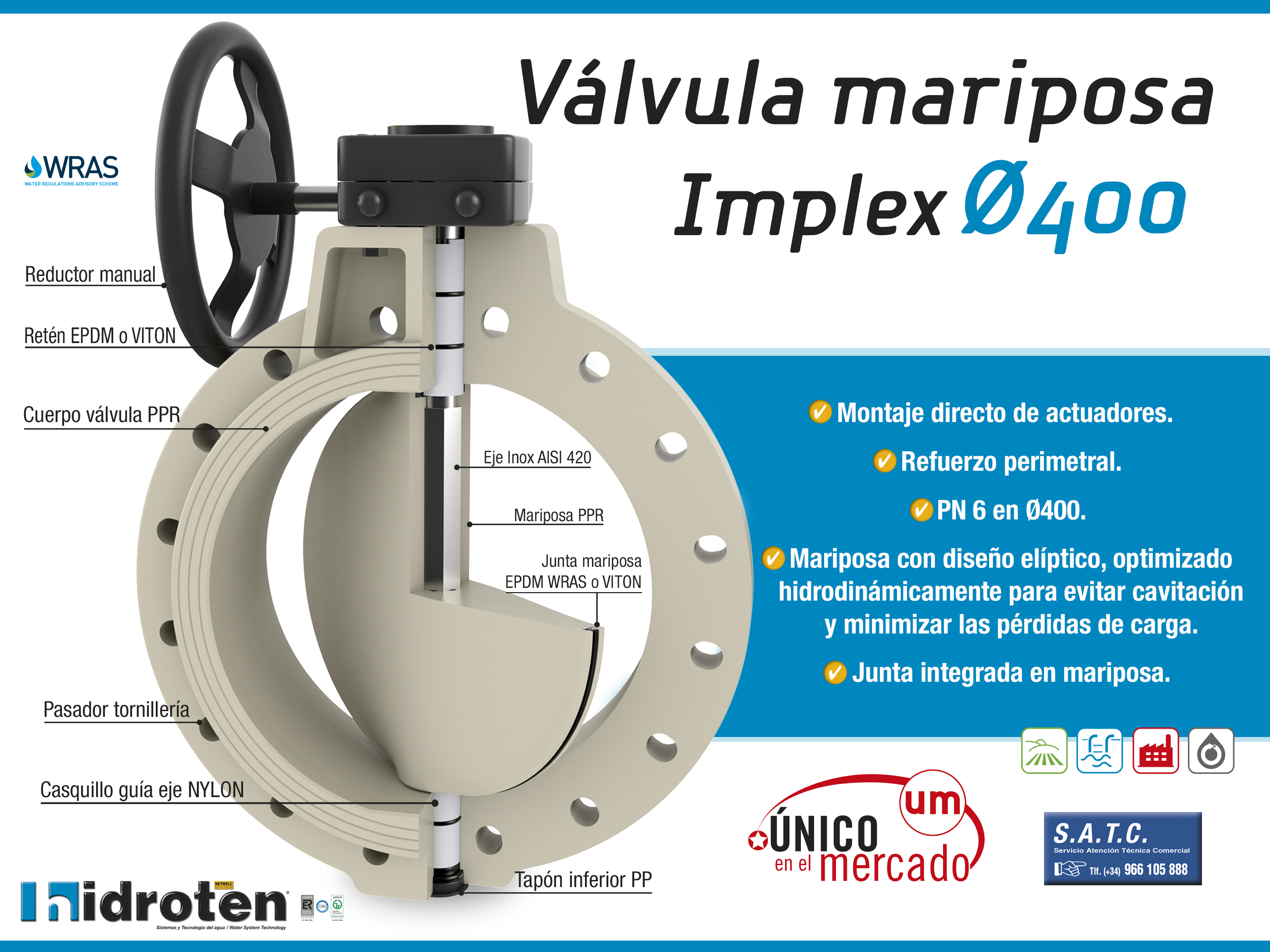 Válvula de mariposa implex ø400.