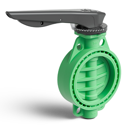 Green colurPP-RCT Implex catch handle butterfly valve