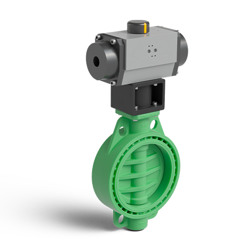 Green colour PP-RCT Implex butterfly valve pneumatic actuator S/E