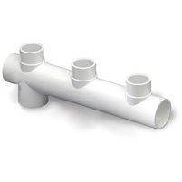 Lateral 3-channel manifold, solvent socket - white range